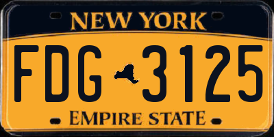 NY license plate FDG3125