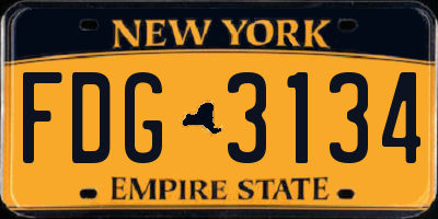 NY license plate FDG3134