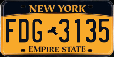 NY license plate FDG3135
