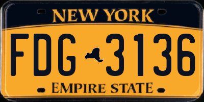 NY license plate FDG3136