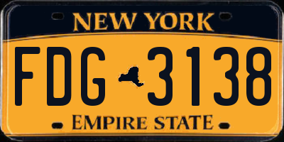NY license plate FDG3138