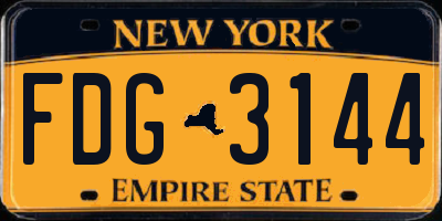 NY license plate FDG3144