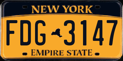 NY license plate FDG3147