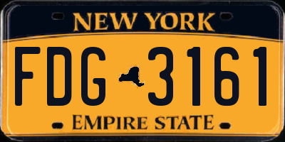 NY license plate FDG3161