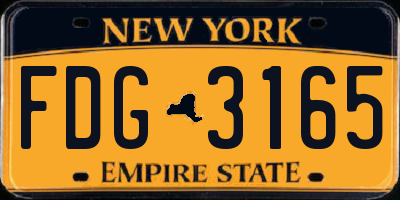 NY license plate FDG3165