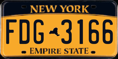 NY license plate FDG3166