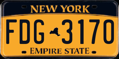 NY license plate FDG3170