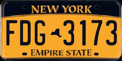 NY license plate FDG3173