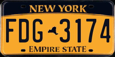 NY license plate FDG3174