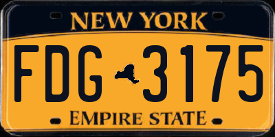 NY license plate FDG3175