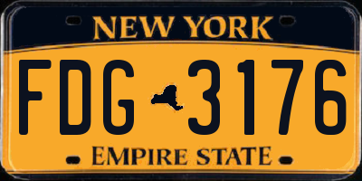 NY license plate FDG3176