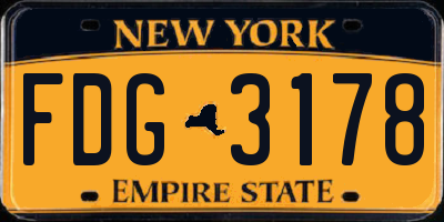 NY license plate FDG3178