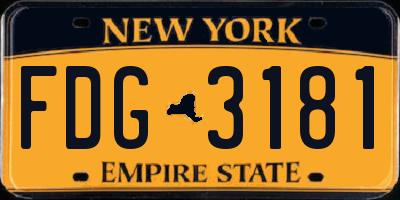 NY license plate FDG3181