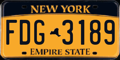 NY license plate FDG3189