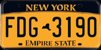 NY license plate FDG3190