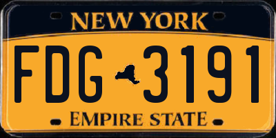 NY license plate FDG3191