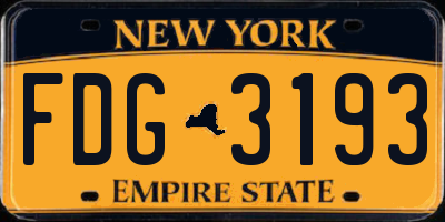 NY license plate FDG3193