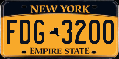 NY license plate FDG3200