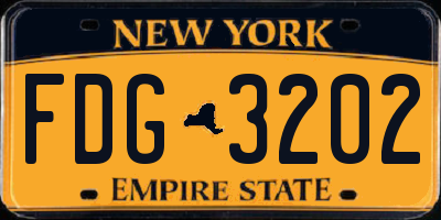 NY license plate FDG3202