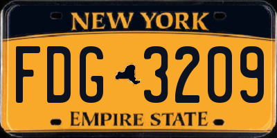 NY license plate FDG3209