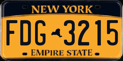 NY license plate FDG3215