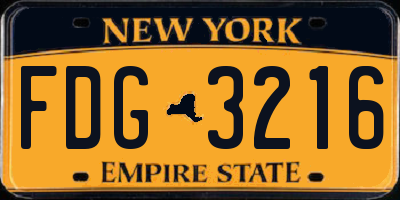 NY license plate FDG3216