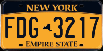 NY license plate FDG3217
