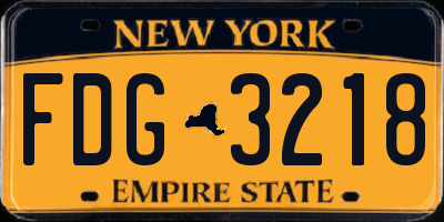 NY license plate FDG3218