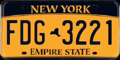 NY license plate FDG3221