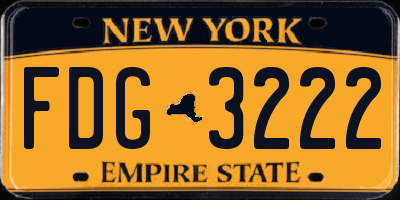 NY license plate FDG3222