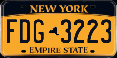 NY license plate FDG3223