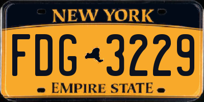 NY license plate FDG3229