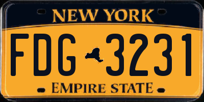 NY license plate FDG3231