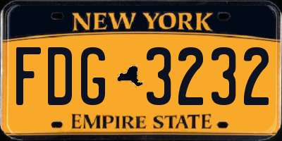 NY license plate FDG3232