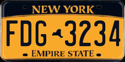 NY license plate FDG3234