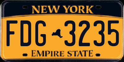 NY license plate FDG3235