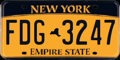 NY license plate FDG3247