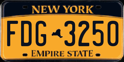 NY license plate FDG3250