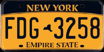 NY license plate FDG3258