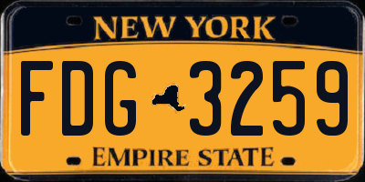 NY license plate FDG3259