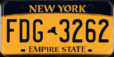 NY license plate FDG3262