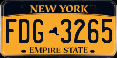 NY license plate FDG3265