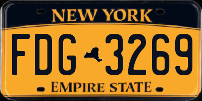 NY license plate FDG3269