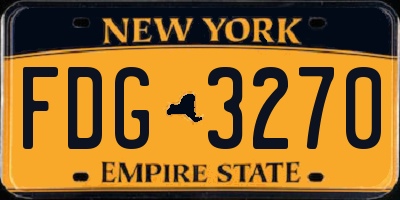 NY license plate FDG3270