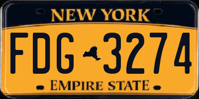 NY license plate FDG3274