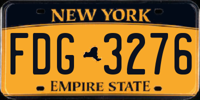 NY license plate FDG3276