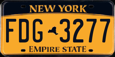 NY license plate FDG3277