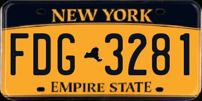 NY license plate FDG3281