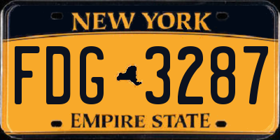 NY license plate FDG3287