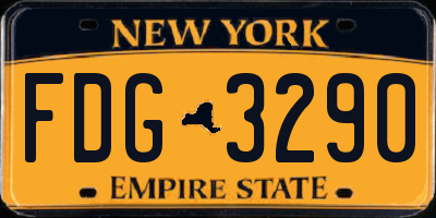 NY license plate FDG3290